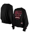 New Era Women's Black Chicago Bulls Hardwood Classics Enzyme Wash Oversized Boxy Pullover Sweatshirt In Black