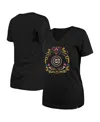 New Era Women's Black Chicago Cubs Dia De Los Muertos V-neck T-shirt In Black
