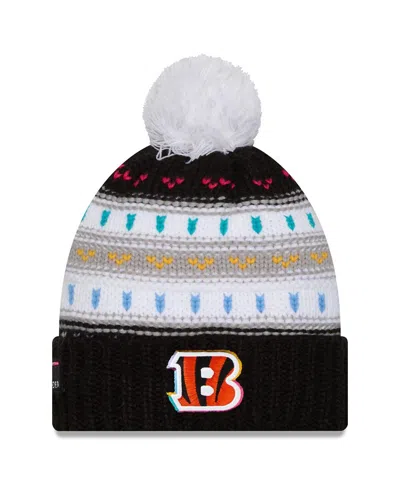 New Era Women's Black Cincinnati Bengals 2025 Nfl Crucial Catch Cuffed Knit With Pom Hat