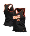 New Era Women's Black Cincinnati Bengals Lettuce Hem Notch Neck Tri-blend Tank Top In Black