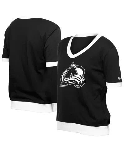 New Era Women's Black Colorado Avalanche Game Day Rhine Studs T-shirt