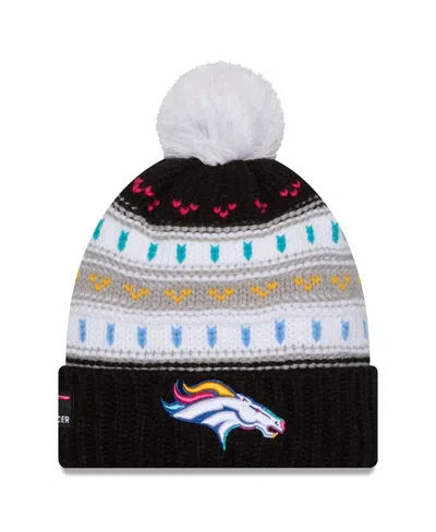 New Era Women's Black Denver Broncos 2025 Nfl Crucial Catch Cuffed Knit With Pom Hat