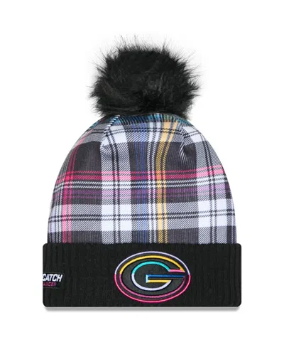 New Era Women's Black Green Bay Packers 2024 Nfl Crucial Catch Cuffed Knit Hat With Pom