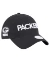 New Era Women's Black Green Bay Packers Cece 9twenty Adjustable Hat In Black