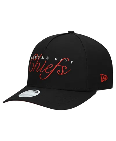 New Era Women's Black Kansas City Chiefs Metallic 9forty M-crown A-frame Adjustable Hat