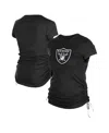 New Era Women's Black Las Vegas Raiders Ruched Side T-shirt In Black