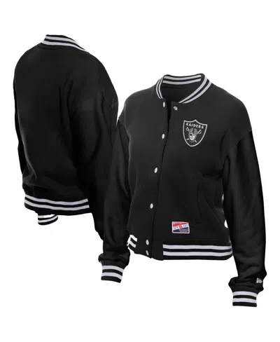 New Era Women's Black Las Vegas Raiders Throwback Fleece Full-snap Jacket