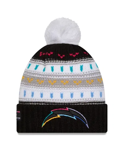 New Era Women's Black Los Angeles Chargers 2025 Nfl Crucial Catch Cuffed Knit With Pom Hat In Multi