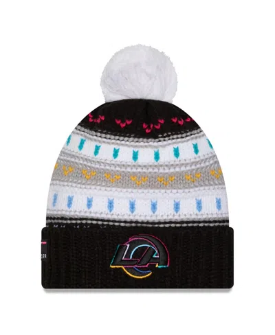 New Era Women's Black Los Angeles Rams 2025 Nfl Crucial Catch Cuffed Knit With Pom Hat