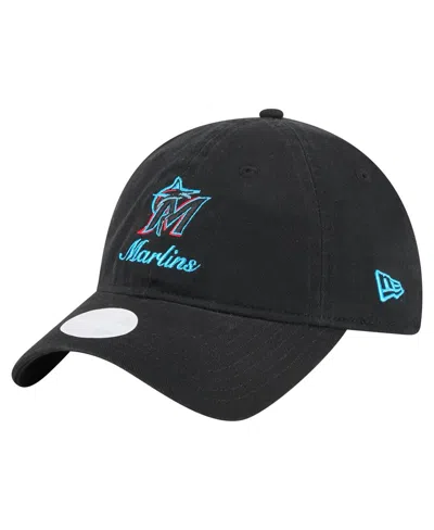 New Era Women's Black Miami Marlins Preppy Team 9twenty Adjustable Hat