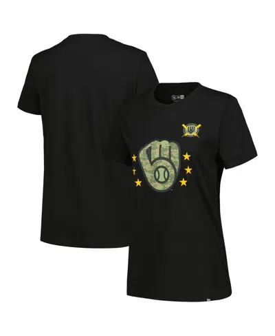 New Era Women's Black Milwaukee Brewers Armed Forces Day T-shirt
