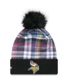 New Era Women's Black Minnesota Vikings 2024 Nfl Crucial Catch Cuffed With Pom Knit Hat In Black