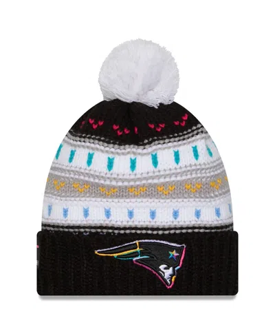 New Era Women's Black New England Patriots 2025 Nfl Crucial Catch Cuffed Knit With Pom Hat In Multi