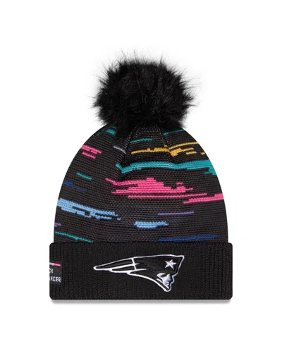 New Era Women's Black New England Patriots 2026 Nfl Crucial Catch Cuffed Knit With Pom Hat