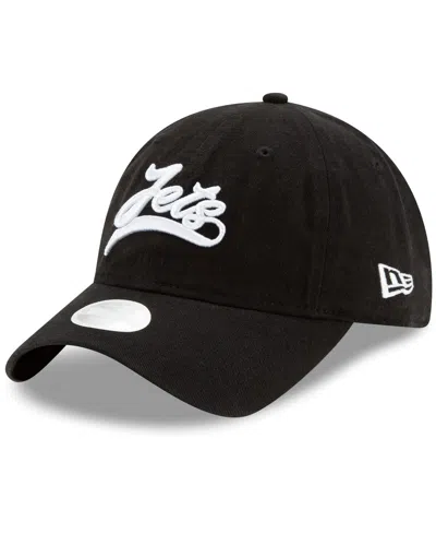 New Era Women's Black New York Jets Tail Sweep 9twenty Adjustable Hat