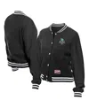 New Era Women's Black New York Liberty Throwback Varsity Fleece Full-snap Jacket In Black