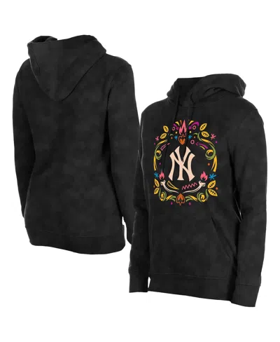 New Era Women's Black New York Yankees Dia De Muertos Mineral Wash Hoodie Sweatshirt
