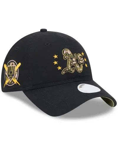 New Era Women's Black Oakland Athletics 2024-armed Forces Day 9twenty Adjustable Hat