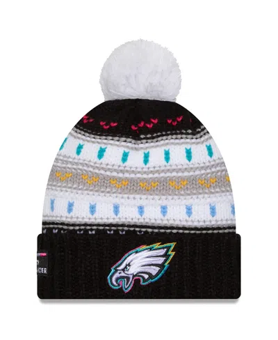 New Era Women's Black Philadelphia Eagles 2025 Nfl Crucial Catch Cuffed Knit With Pom Hat In Multi