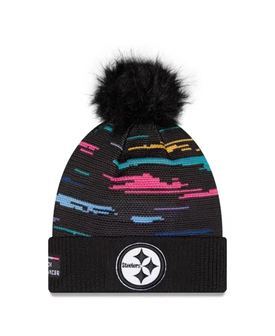 New Era Women's Black Pittsburgh Steelers 2026 Nfl Crucial Catch Cuffed Knit With Pom Hat
