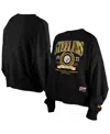 New Era Women's Black Pittsburgh Steelers Throwback Boxy Sweatshirt In Black