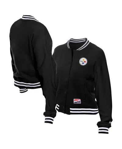 New Era Women's Black Pittsburgh Steelers Throwback Fleece Full-snap Jacket