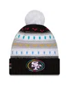 New Era Women's Black San Francisco 49ers 2025 Nfl Crucial Catch Cuffed Knit With Pom Hat In Black