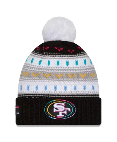 New Era Women's Black San Francisco 49ers 2025 Nfl Crucial Catch Cuffed Knit With Pom Hat