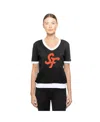 New Era Women's Black San Francisco Giants 2025 City Connect Rhinestone V-neck T-shirt In Multi