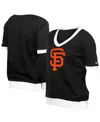 NEW ERA WOMEN'S BLACK SAN FRANCISCO GIANTS GAME DAY RHINESTONE V-NECK T-SHIRT