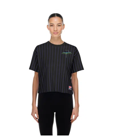 New Era Women's Black Tampa Bay Rays City Connect Throwback Meshback Pinstripe Boxy T-shirt