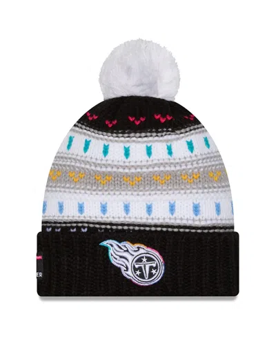 New Era Women's Black Tennessee Titans 2025 Nfl Crucial Catch Cuffed Knit With Pom Hat