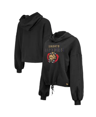 New Era Women's Black Toronto Raptors 2024/25 City Edition Cropped Pullover Hoodie