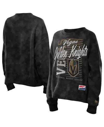 New Era Women's Black Vegas Golden Knights Oversized Throwback Mineral Wash Sweatshirt