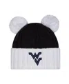 New Era Women's Black West Virginia Mountaineers Tonal Cuffed Knit With Double Poms Hat In Black