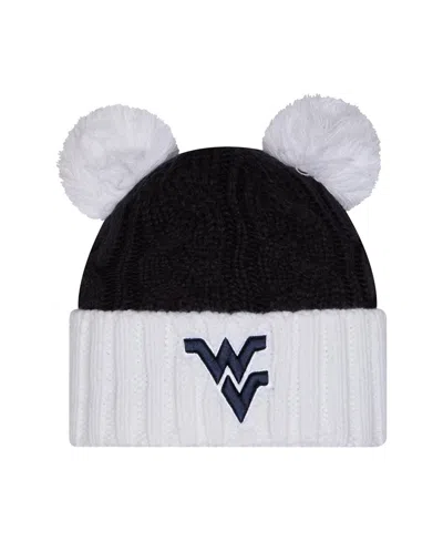 New Era Women's Black West Virginia Mountaineers Tonal Cuffed Knit With Double Poms Hat