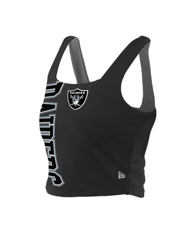 New Era Women's Black/gray Las Vegas Raiders Reversible Cropped Sport Classics Tank Top