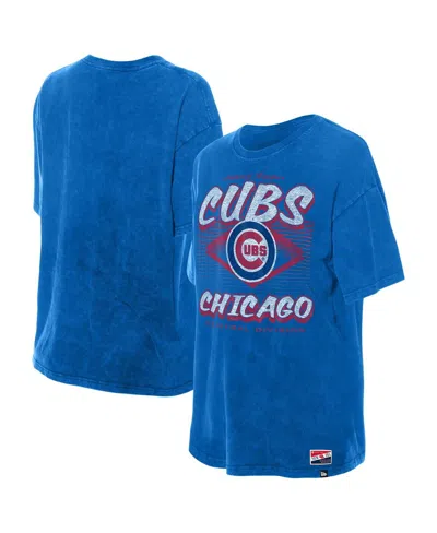New Era Women's Blue Chicago Cubs Mineral Wash Oversized T-shirt