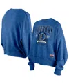 New Era Women's Blue Orlando Magic Hardwood Classics Enzyme Wash Oversized Boxy Pullover Sweatshirt In Blue