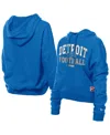 New Era Women's Blue Detroit Lions Throwback Boxy Hoodie Sweatshirt In Blue
