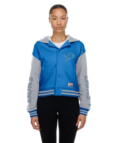 New Era Women's Blue Detroit Lions Throwback Full-snap Hooded Jacket