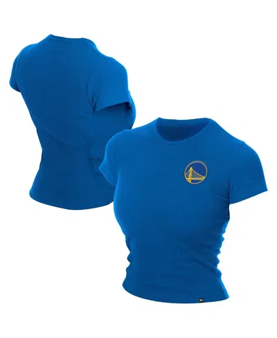 New Era Women's Blue Golden State Warriors Leisure Collection Baby Doll Cropped T-shirt