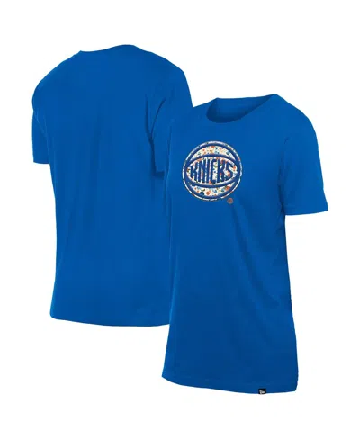 New Era Women's Blue New York Knicks Glam Game Flower T-shirt