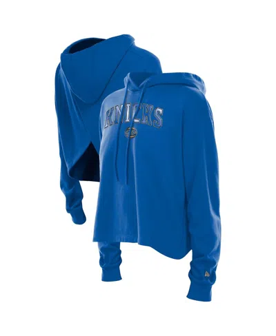 New Era Women's Blue New York Knicks Glam Game Open Back Hoodie