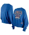 New Era Women's Blue Oklahoma City Thunder Hardwood Classics Enzyme Wash Oversized Boxy Pullover Sweatshirt In Blue