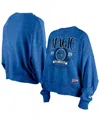 NEW ERA WOMEN'S BLUE ORLANDO MAGIC HARDWOOD CLASSICS ENZYME WASH OVERSIZED BOXY PULLOVER SWEATSHIRT