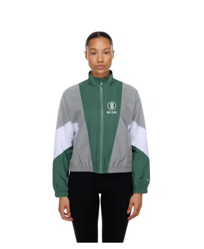 New Era Women's Boston Red Sox Leisure City Connect Color Block Full-zip Windbreaker In Gray