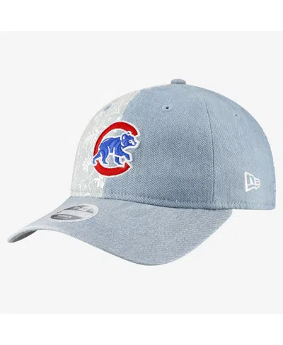 New Era Women's Chicago Cubs Denim Patchwork 9twenty Adjustable Hat In Blue