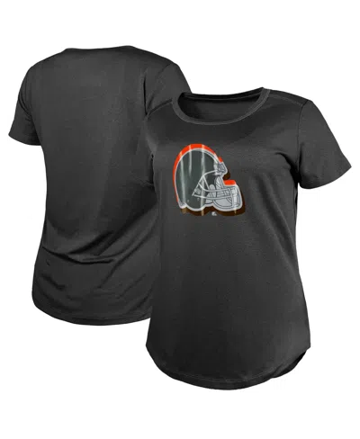 New Era Women's Cleveland Browns 2024 Nfl Draft Screen Print Cotton Crewneck Short-sleeve T-shirt In Black