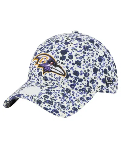 New Era Women's Cream Baltimore Ravens Ditzy 9twenty Adjustable Hat In White